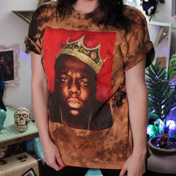 Upcycled Notorious B.I.G. Biggie bleached t-shirt - Picture 3 of 5